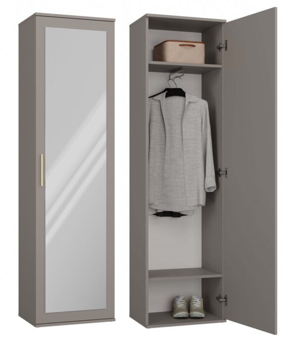 DUO Wardrobe with Mirror – Clay Grey