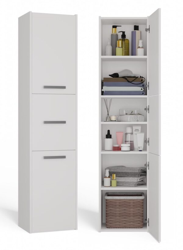 Sara S43 Bathroom Tall Cabinet – White