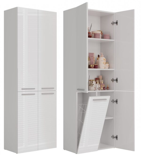 Bathroom Tall Cabinet Nel 1K/DD – White Gloss