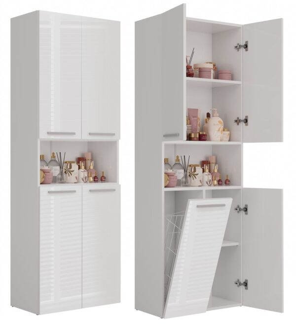 Bathroom Tall Cabinet Nel 1K/DK – White High Gloss