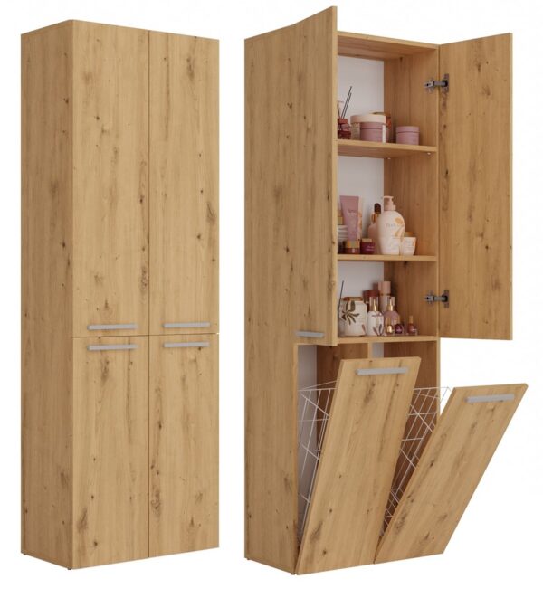 Bathroom Tall Cabinet Nel DD 2K – Artisan Oak
