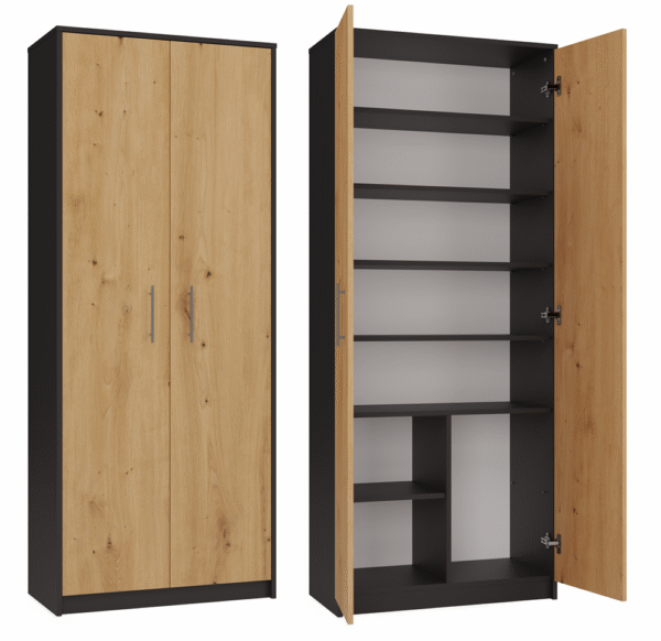 OLIV 2D Bookcase – Anthracite & Oak Artisan