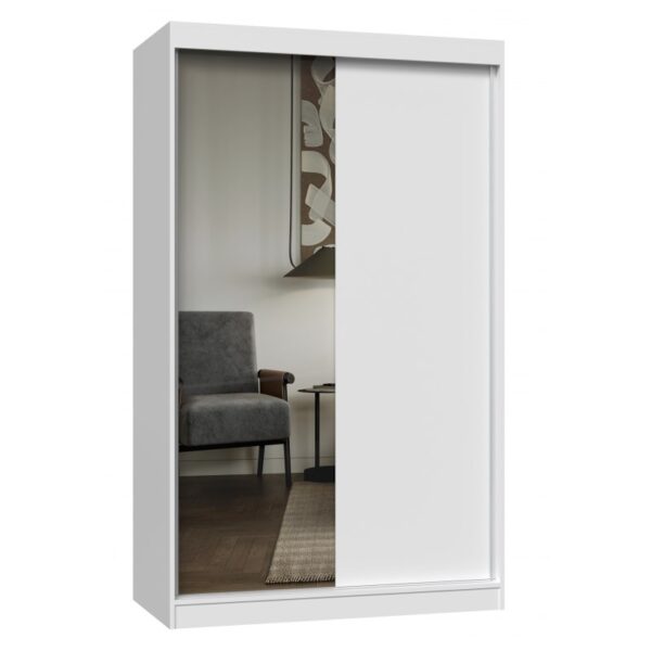 IGA 120 A/B Sliding Door Wardrobe with Mirror – White
