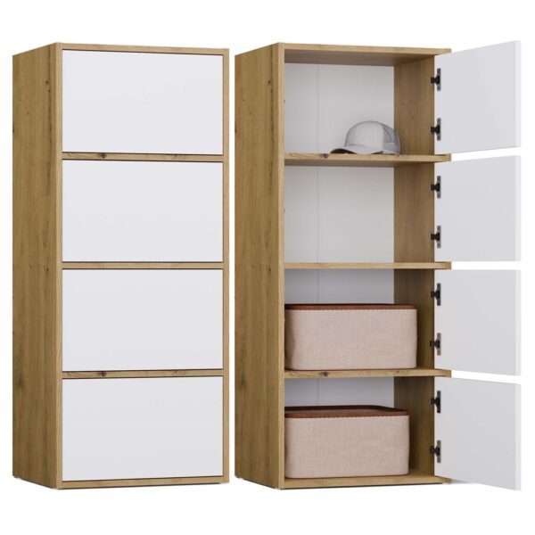 ALMA Sideboard – White Front / Artisan Oak Body Modern 4-Door Storage Cabinet