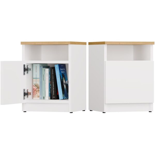 GALAX 30/1D Bedside Table – WHITE / ARTISAN OAK