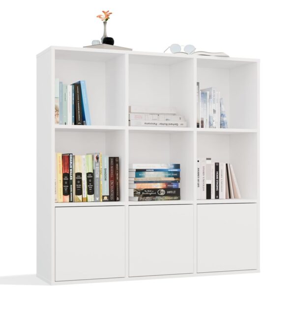 MALAX 3x3 H White – Cube Shelf Unit with 3 TIP-ON Doors