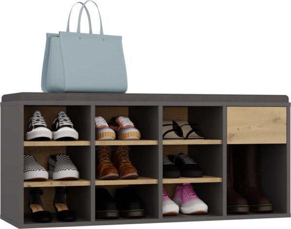 Tallin Shoe Cabinet with Seat – Anthracite / Artisan Oak