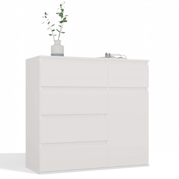 Malwa 1D5S – Chest of Drawers / Side Cabinet – White Matte