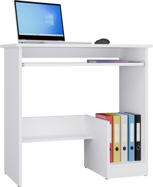 ROSA White Computer Desk with Keyboard Tray and Lower Shelf