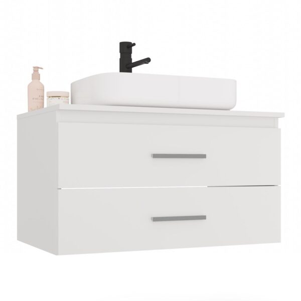 NEL 80 Floating Bathroom Vanity – White – 2 Full-Depth Drawers – For Countertop Basin