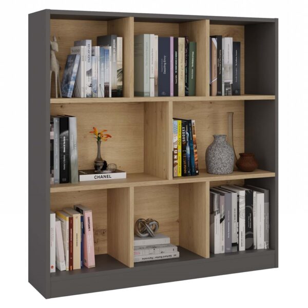 Fiesta 8P Open Bookcase Anthracite / Artisan Oak