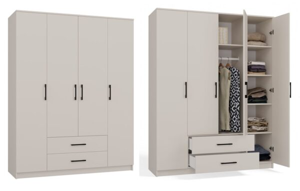 ROMANA 160 Wardrobe 160×205 cm – Cashmere Beige (Without Mirror)