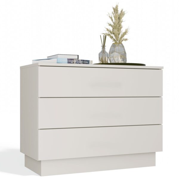 AMBER 3S Chest of Drawers – Cashmere Beige Modern 3-Drawer Cabinet for Bedroom or Living Room