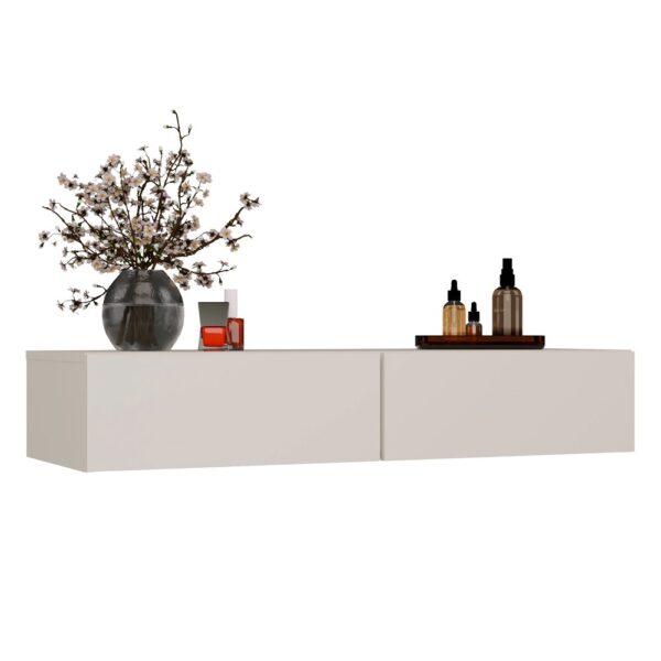 Wall-Mounted Dressing Table MIKA 110 cm – Cashmere Beige | Floating Vanity with 2 Drawers for Bedroom or Dressing Room
