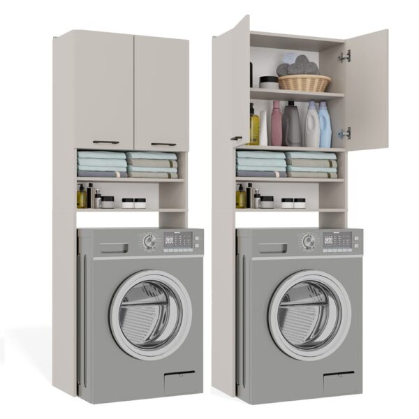 Pola DK Bathroom Cabinet Over Washing Machine – Cashmere Beige