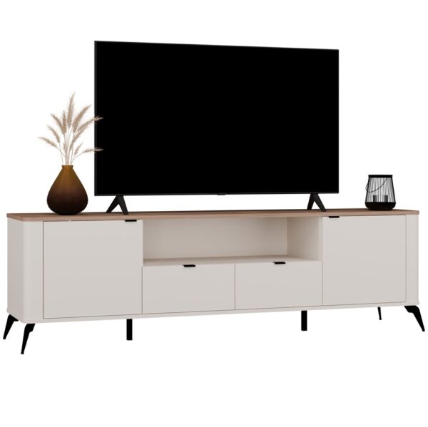 CORDOBA 2D2S TV Stand – Cashmere Beige & Castello Oak – 2 Drawers, 2 Doors