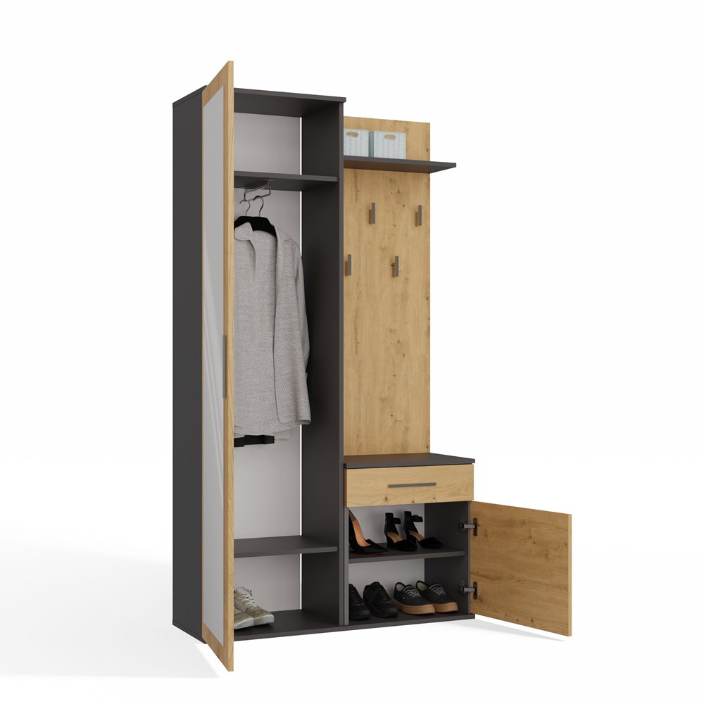 DUO Hallway Wardrobe Set – Anthracite & Artisan Oak - Image 7