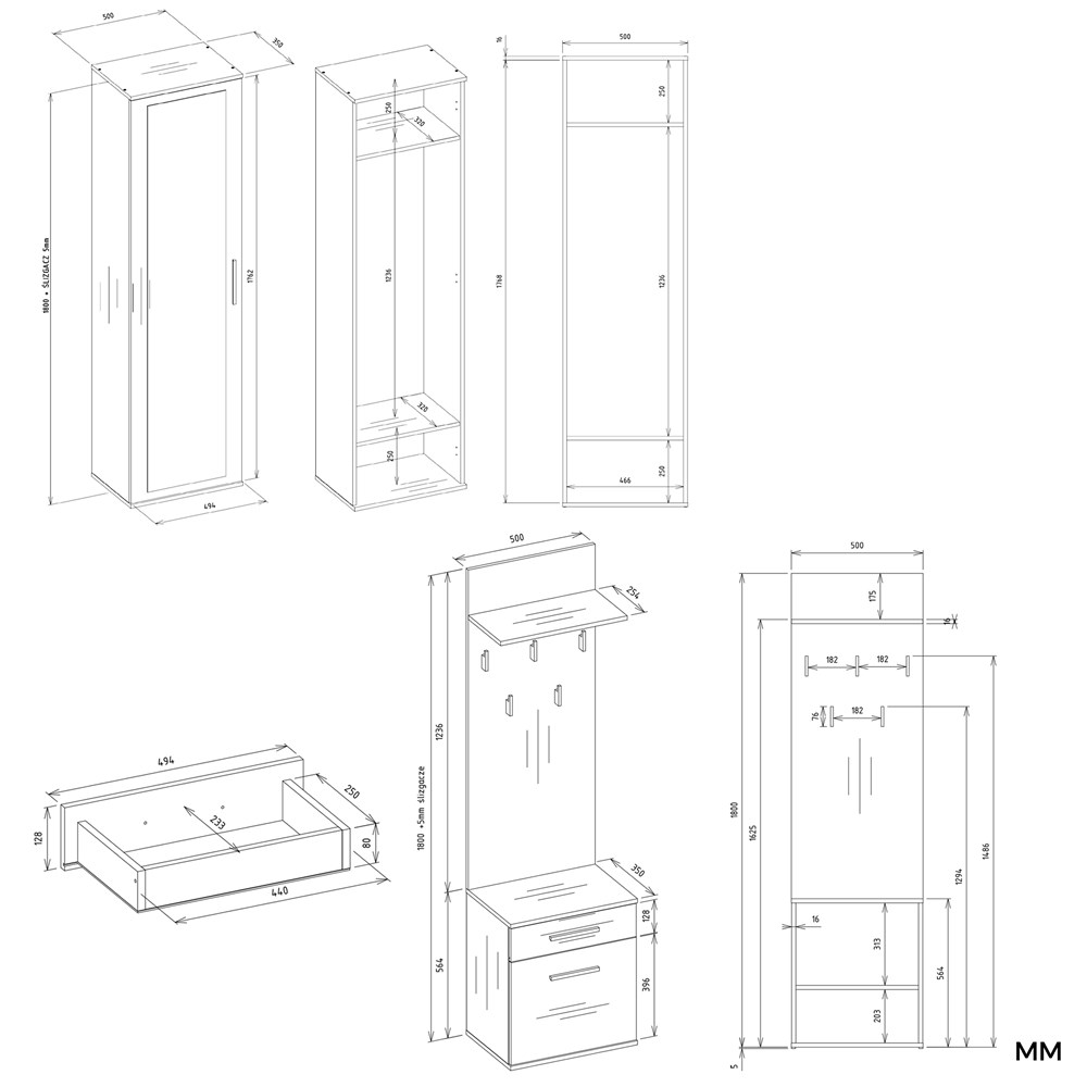 DUO Hallway Wardrobe Set – Anthracite & Artisan Oak - Image 6