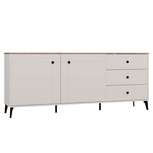 Point 2D3S Chest of Drawers – Cashmere Beige with Castello Oak Top