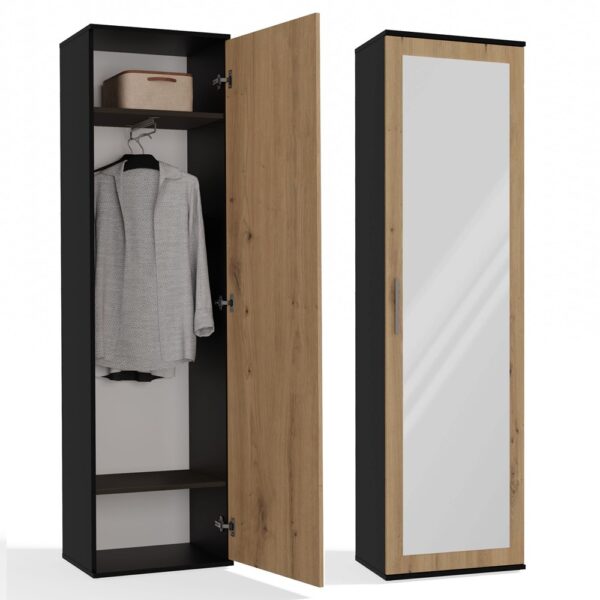 DUO Hallway Wardrobe – Anthracite / Oak Artisan