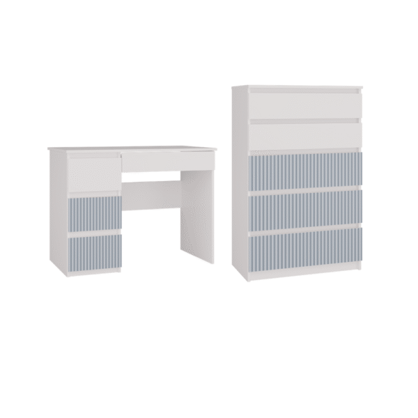 Furniture set ARTESO Children's Desk MIJAS LEFT + Chest of drawers M5 WHITE BLUE