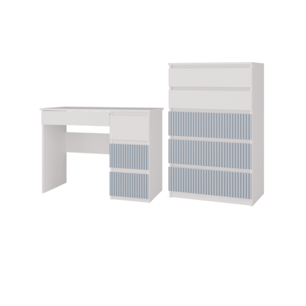 Furniture set ARTESO Children's Desk MIJAS RIGHT + Chest of drawers M5 WHITE BLUE