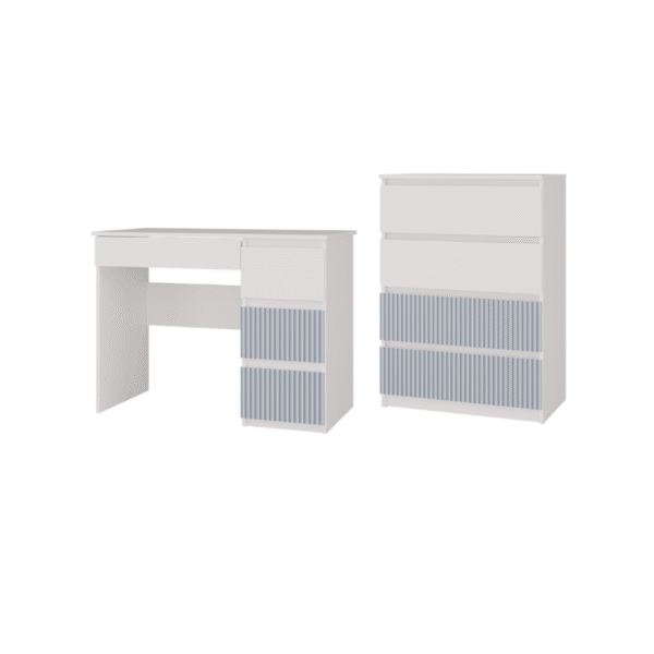 Furniture set ARTESO Children's Desk MIJAS RIGHT + Chest of drawers M4 WHITE BLUE