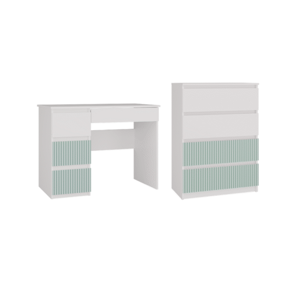 Furniture set ARTESO Children's Desk MIJAS LEFT + Chest of drawers M4 WHITE MINT
