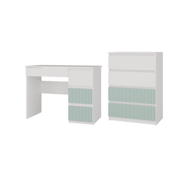Furniture set ARTESO Children's Desk MIJAS RIGHT + Chest of drawers M4 WHITE MINT