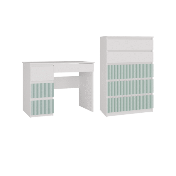 Furniture set ARTESO Children's Desk MIJAS LEFT + Chest of drawers M5 WHITE MINT