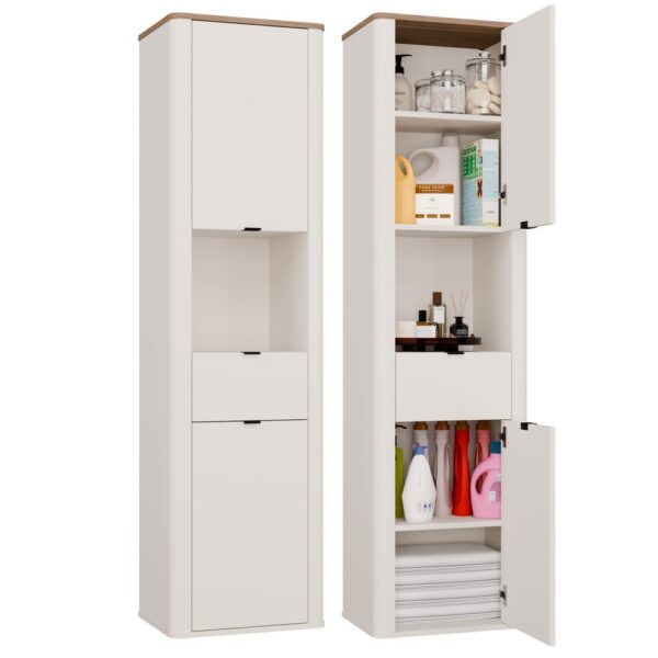 Bathroom cabinet CORDOBA 2D1S CASHMERE CASTELLO OAK Wall-mounted Tall cabinet Drawer