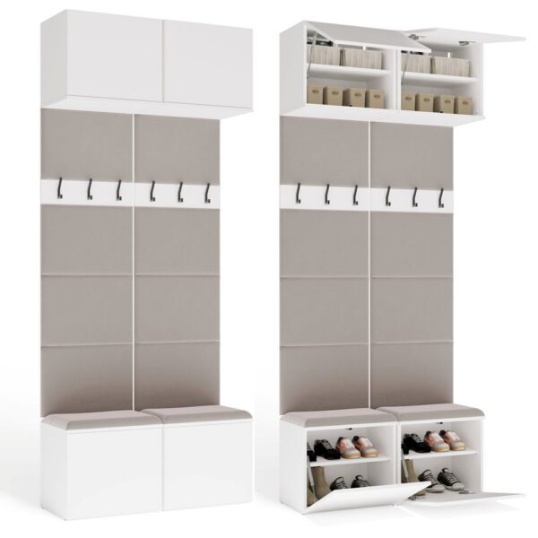 Coat rack Double HAGA II 2W Hallway furniture set WHITE