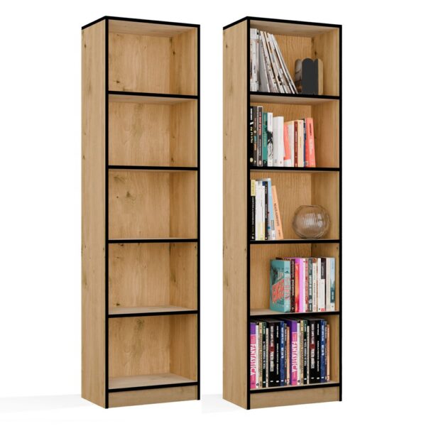 SHELVING UNIT Cabinet R50 For books ARTISAN OAK BLACK EDGES 5 Shelves For office