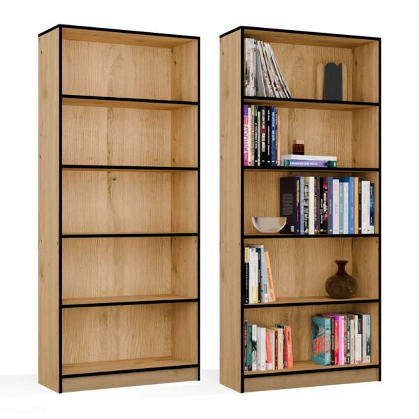 SHELVING UNIT Cabinet R80 For books ARTISAN OAK BLACK EDGES 5 Shelves For office