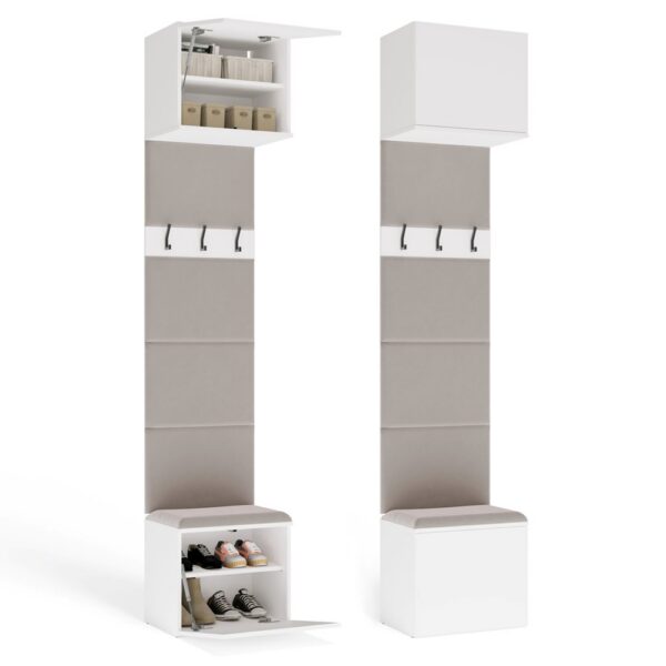 COAT RACK HAGA 1W Cabinet For hallway WHITE 238x50x35 cm