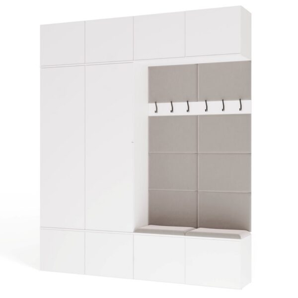 Hallway furniture set HAGA IV 2Sz2W WHITE 2x Wardrobe + 2x Coat rack For hallway
