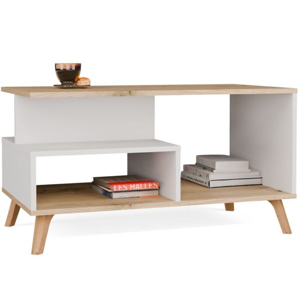 Coffee table OLYMPO 1P WHITE ARTISAN OAK Coffee table for living room 90x49x48 cm