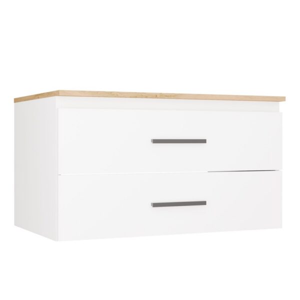 Under-basin cabinet NEL 80 Bathroom WHITE / Top ARTISAN OAK Wall-mounted 2 Drawers