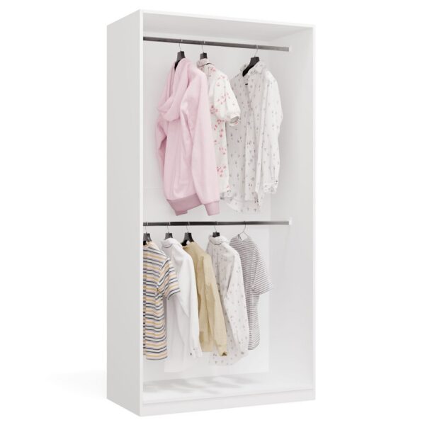 Hallway furniture set Wardrobe OPENO 2W WHITE Modular Shelving unit WITH 2 With clothes rails For bedroom