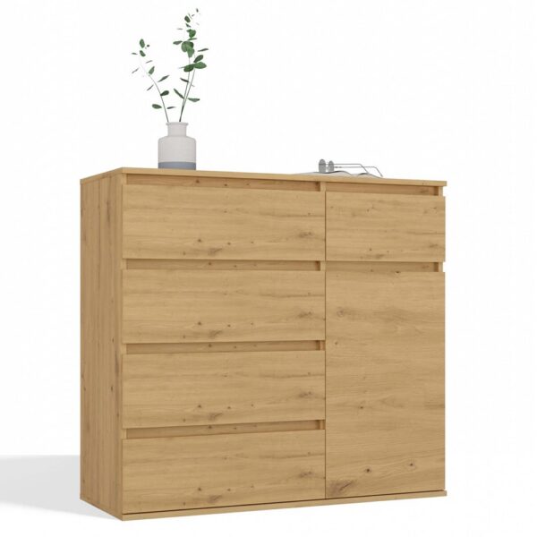 CHEST OF DRAWERS 1D5S Cabinet 1 Door 5 Drawers For living room or bedroom ARTISAN OAK