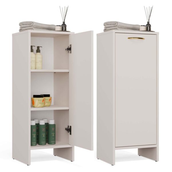 Bathroom cabinet NINA 1D CASHMERE 1 Door Tall shelving unit 3 Shelves For bathroom