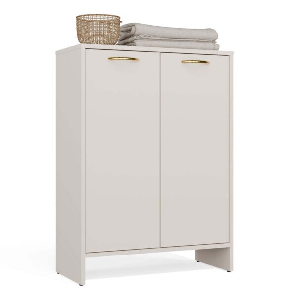 Bathroom cabinet NINA 1K1D CASHMERE Tall shelving unit 1 Basket For laundry 3 Shelves For bathroom