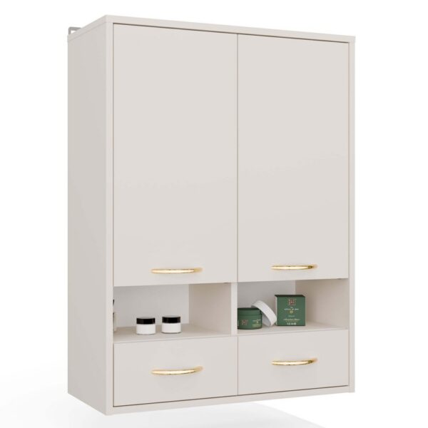 Wall-mounted bathroom cabinet NINA W2D2P2S CASHMERE Shelving unit 2 Doors 8 Shelves 2 Drawers