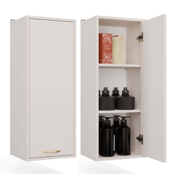 Wall-mounted bathroom cabinet NINA W1D CASHMERE Tall cabinet 1 Door 3 Shelves
