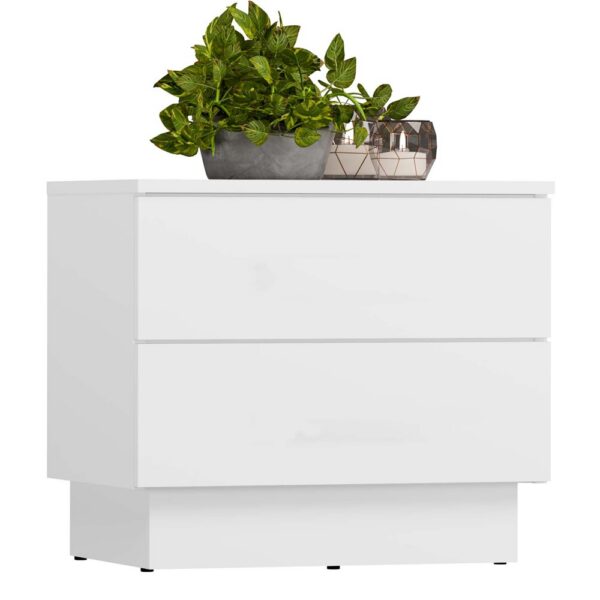 Bedside table AMBER 2S Bedside table 2 Drawers For bedroom WHITE