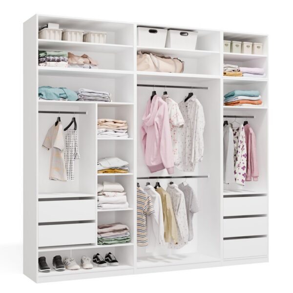 Hallway furniture set Modular OPENO SET 260/250 WHITE Drawers Clothes rails Shelves Large For bedroom