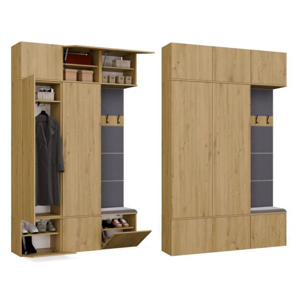 Hallway furniture set HAGA III/2Sz1W ARTISAN OAK 2x Wardrobe + Coat rack
