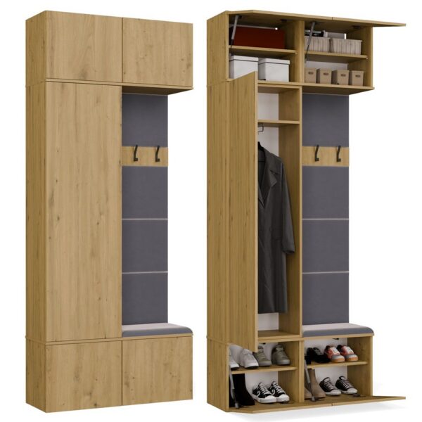 Hallway furniture set Wardrobe + Coat rack HAGA II/1Sz1W ARTISAN OAK