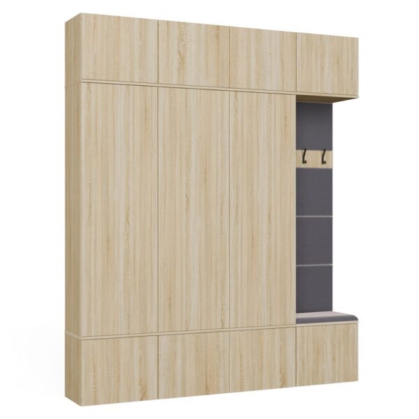 Hallway furniture set HAGA IV/3Sz1W SONOMA OAK 3x Wardrobe + Coat rack