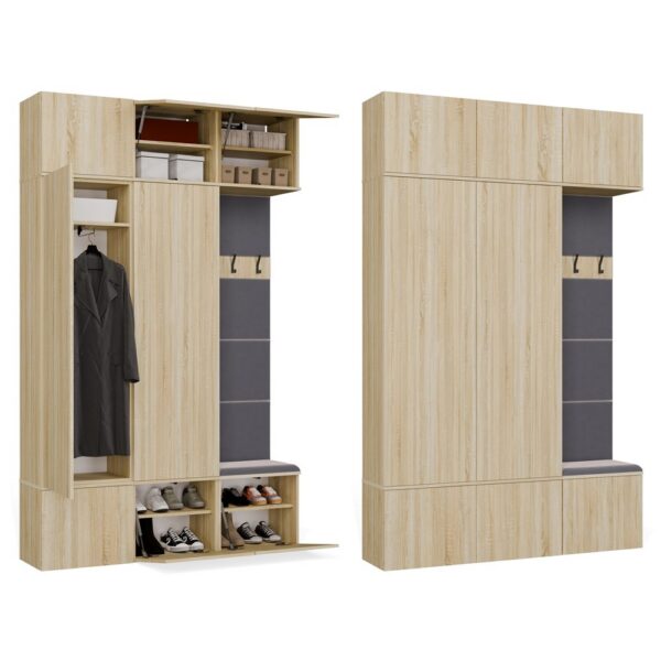Hallway furniture set HAGA III/2Sz1W SONOMA OAK 2x Wardrobe + Coat rack